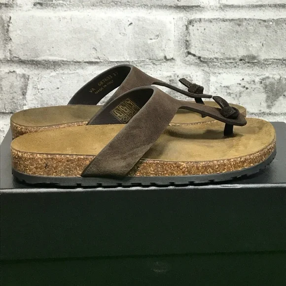 NIB Saint Laurent T Strap Thong Suede and Cork Sandals - Size 37 - Picture 5 of 11